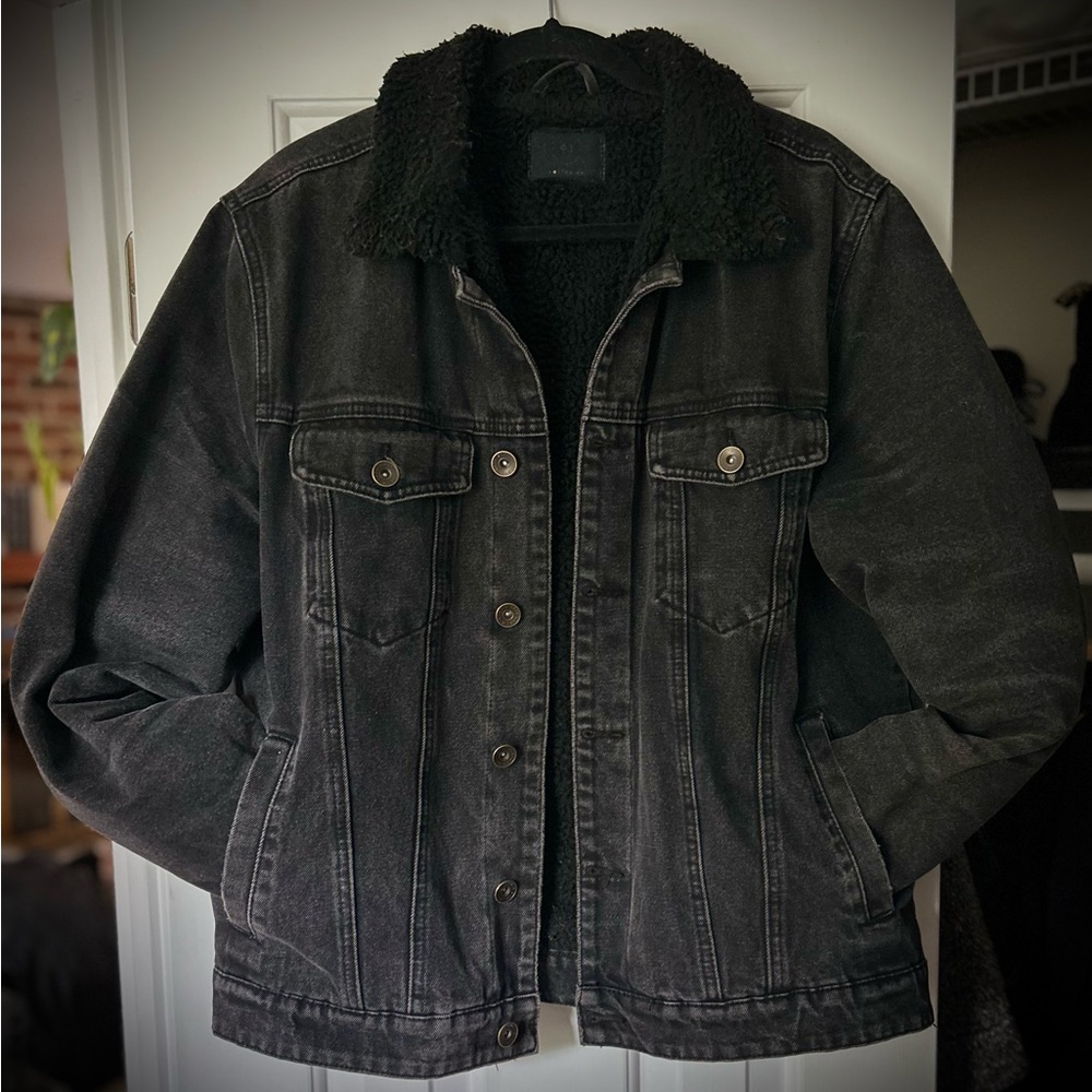 Men’s black denim trucker jacket ninety one brand size L